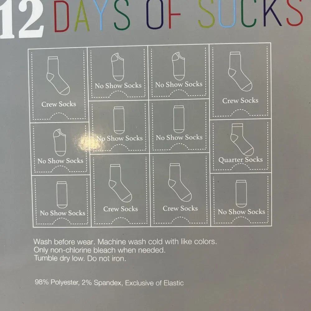 NEW Kids CAT & JACK Advent 12 Days Of Christmas Socks Small Shoe‎ Size 5.5-8.5